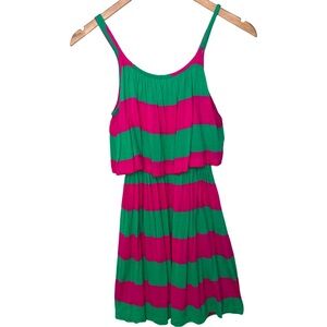 RALPH LAUREN Striped Jersey Knit Sleeveless Dress Pink & Green Loose Fit M 8/10